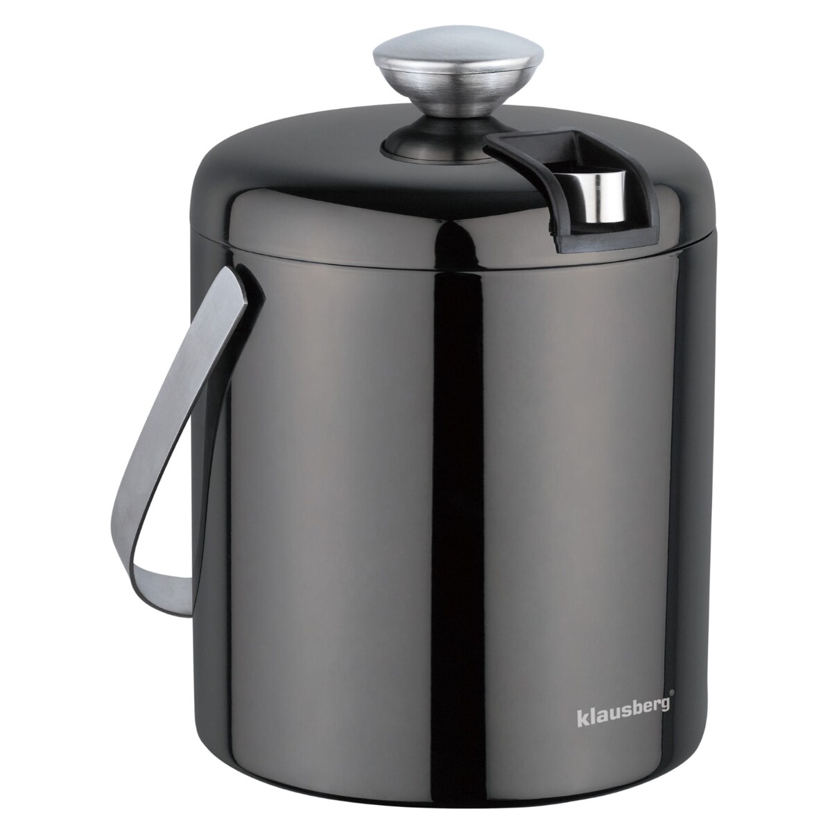 Wiaderko do lodu 1.3L + szczypce pojemnik na kostki lodu KLAUSBERG grafitowy