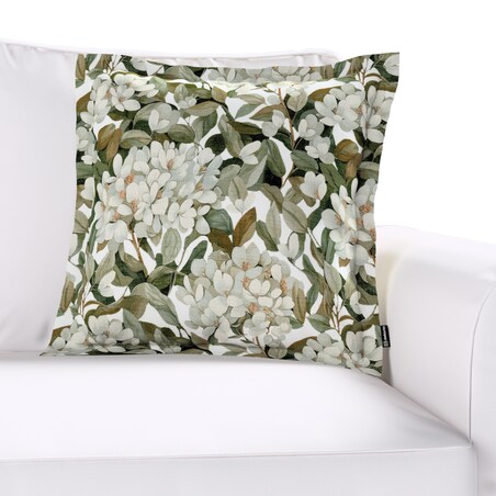 Poszewka Mona na poduszkę 45x45 zielone liście na białym tle