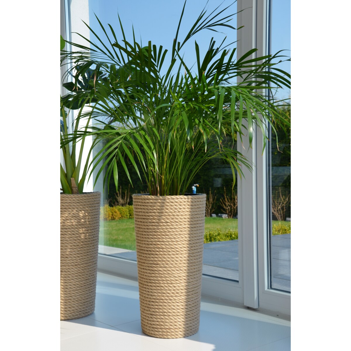 32 BOHO jutowa wysoka osłonka + wkład doniczka koszyk naturalny gruby sznurek LINA z trawy plecionej JUTA styl skandynawski etno loft wzór 32/210