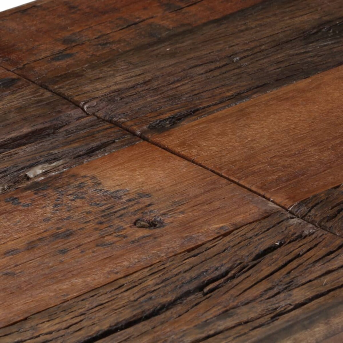 vidaXL Stolik konsolowy, złoty, stal nierdzewna i drewno z podkładów