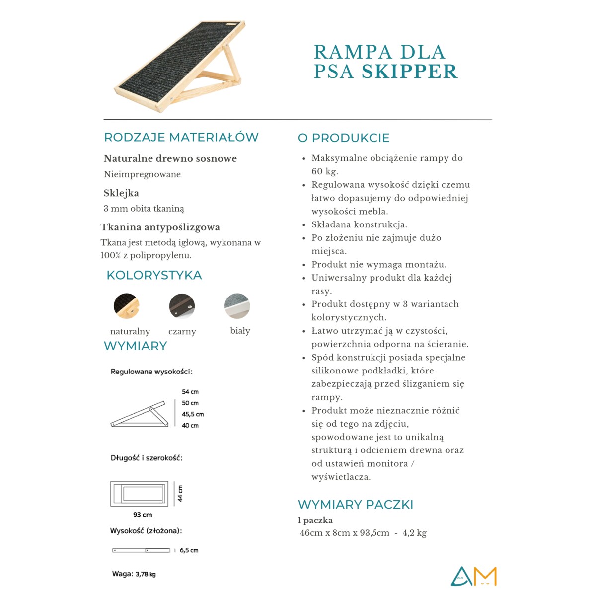 Animood Rampa dla psów Skipper rozmiar: uniwersalny, kolor: czarny