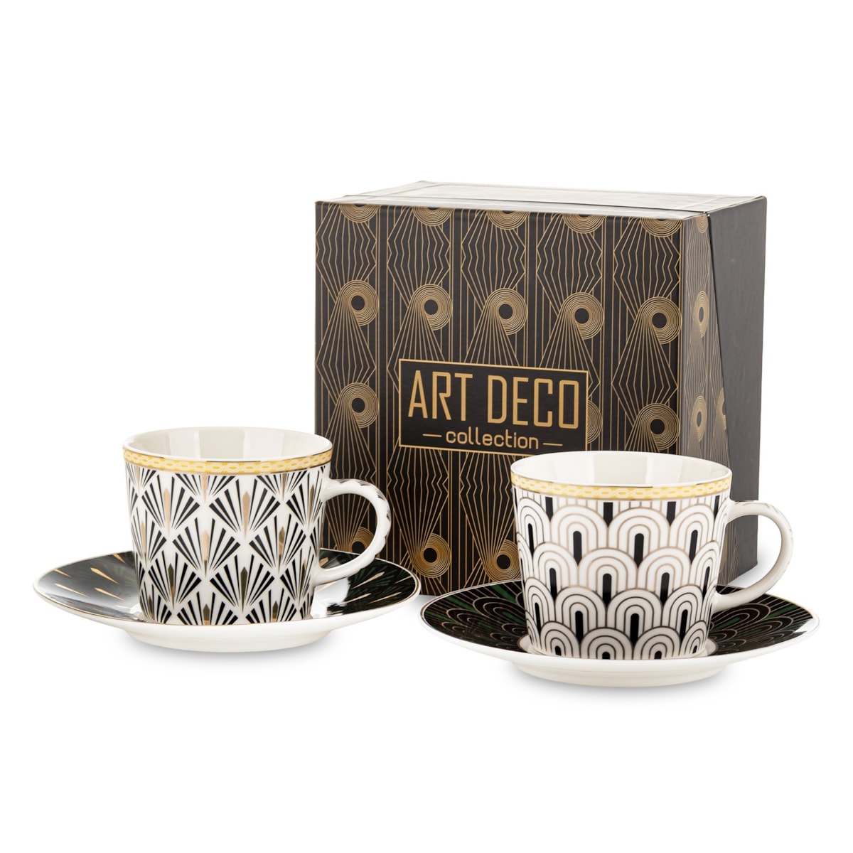 Komplet 2 filiżanek porcelanowych 220 ml ze spodeczkiem DIVERSO