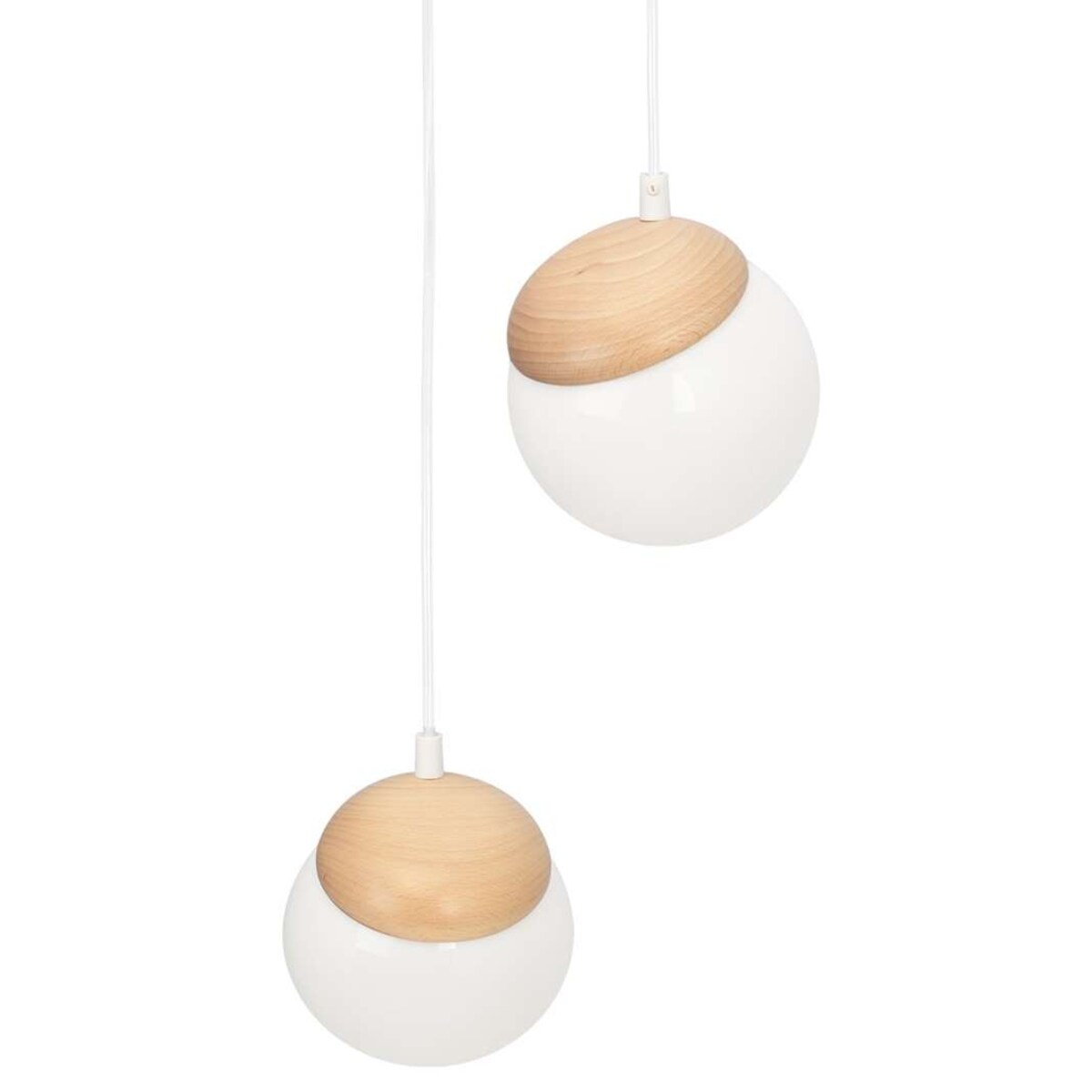 Loftowa LAMPA wisząca SFERA WOOD MLP5425 Milagro skandynawska OPRAWA szklane kule ZWIS kaskada biała drewno