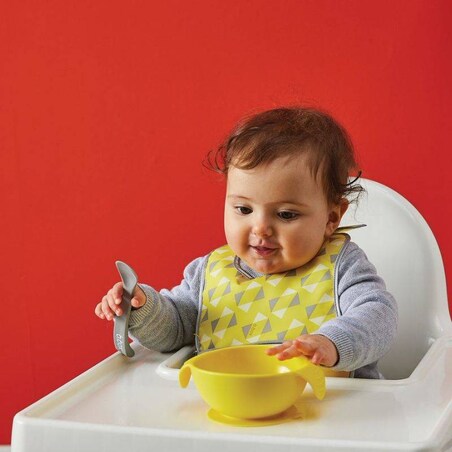 Miseczka z przyssawką i łyżeczką dla niemowlaka 6m+ silikonowa 240 ml Strawberry Shake b.box