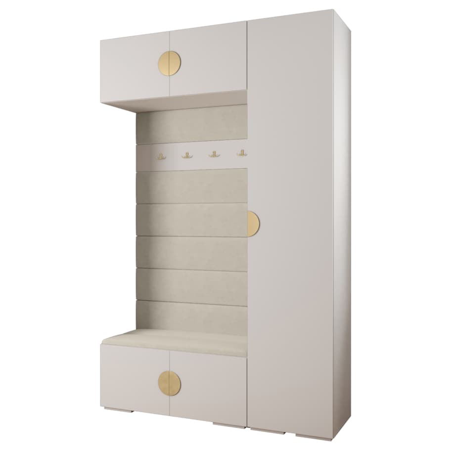 Garderoba do przedpokoju INOVA 4 Z19 biały+złoty+manila02