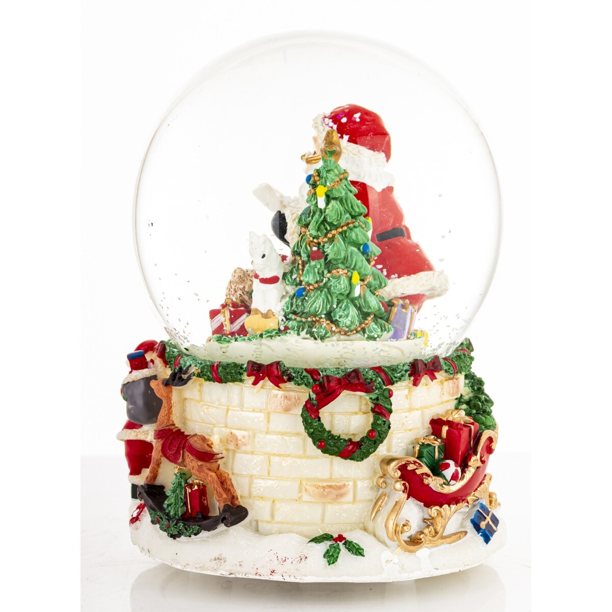 Kula śnieżna z Mikołajem i choinką 14,5x10,5x9,5 cm pozytywka