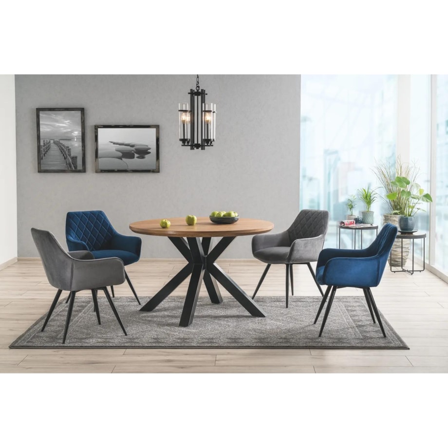 Stół RITMO 120x120 dąb/czarny mat