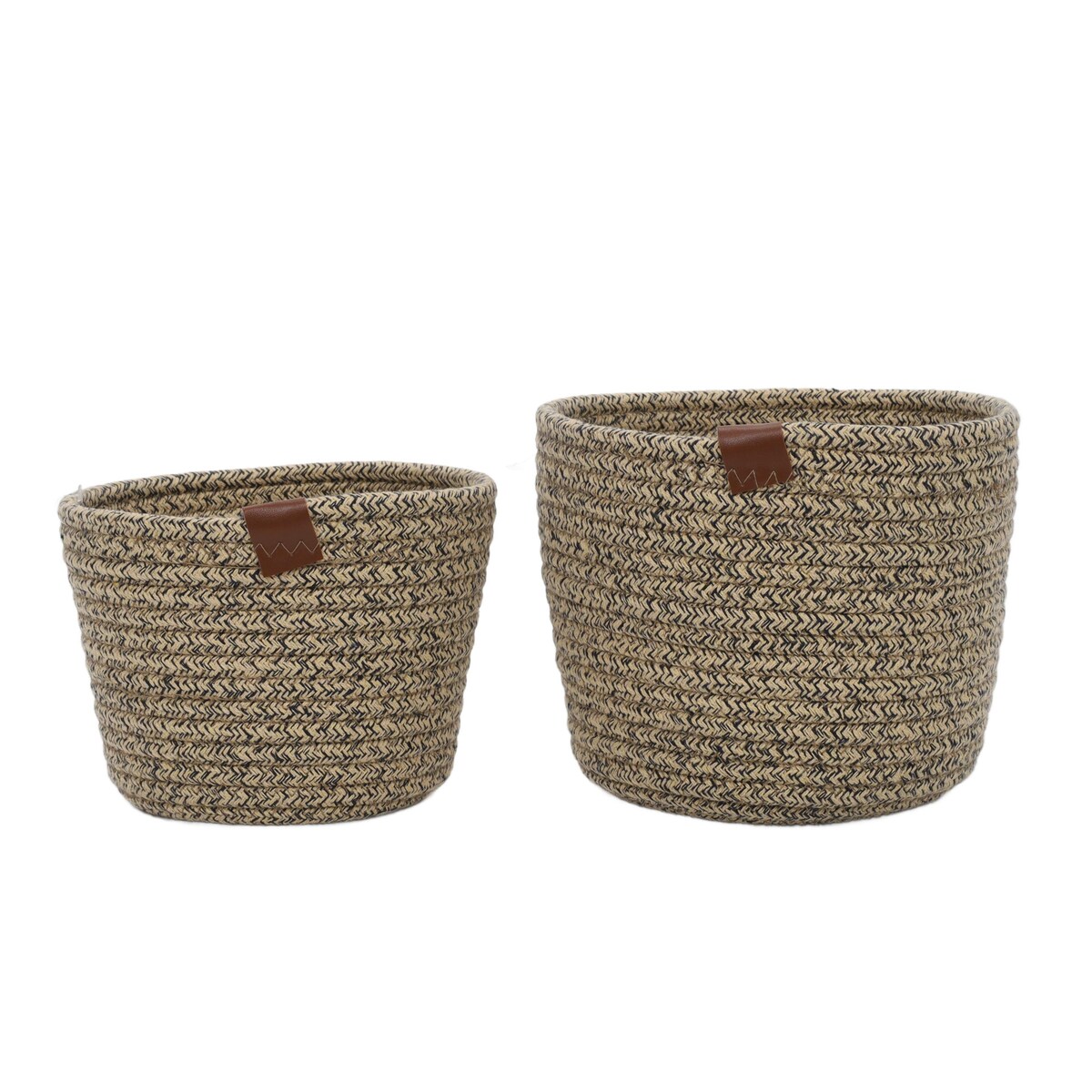 Okrągłe kosze do przechowywania, plecione z bawełny, 2 sztuki