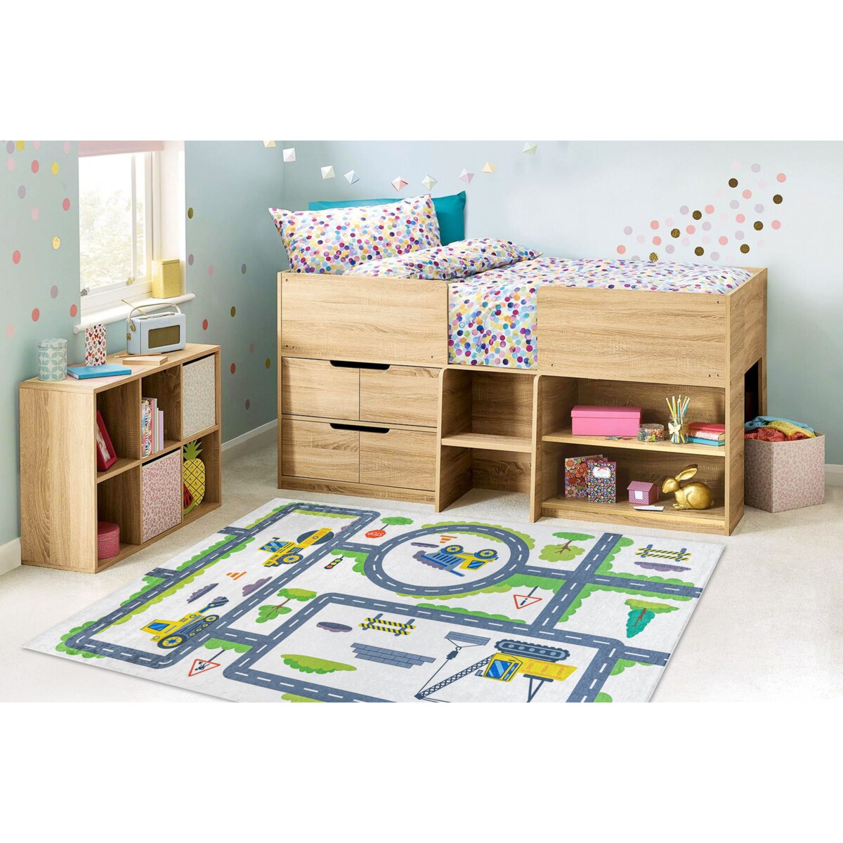 Dywan do prania BAMBINO 2338 Koparka, ulice, 120x170 cm