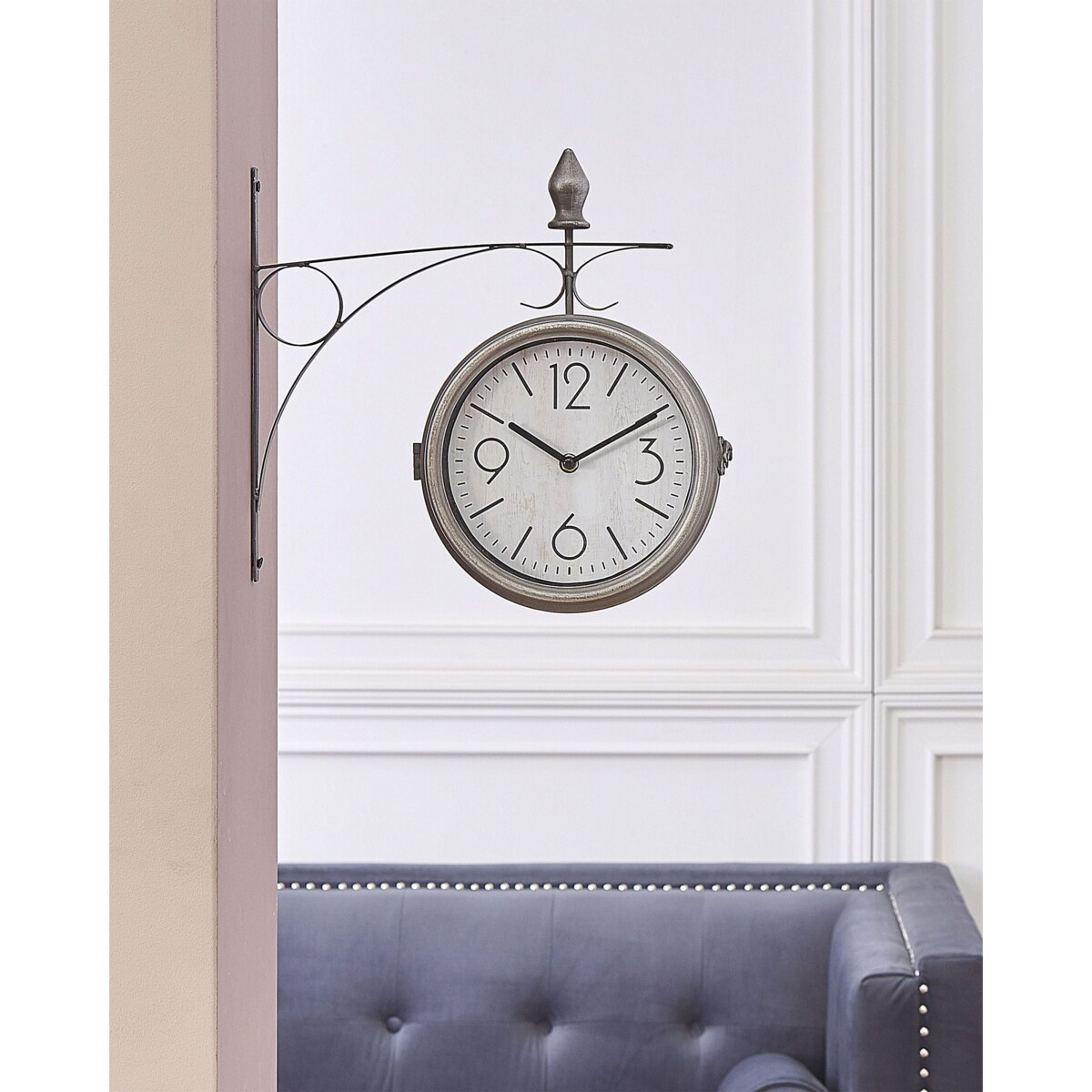 Zegar ścienny ROMONT 34 cm Metal Srebrny