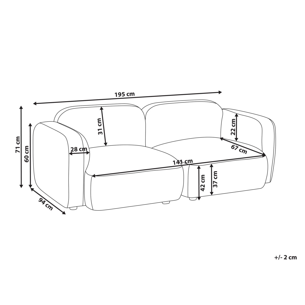 Sofa dla 3 osób AFOSS Beżowoszary