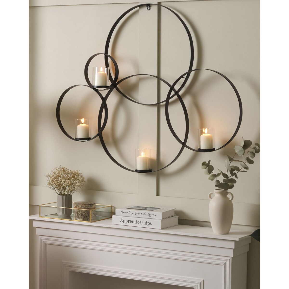 Świecznik ścienny metalowy 80 cm czarny BURU