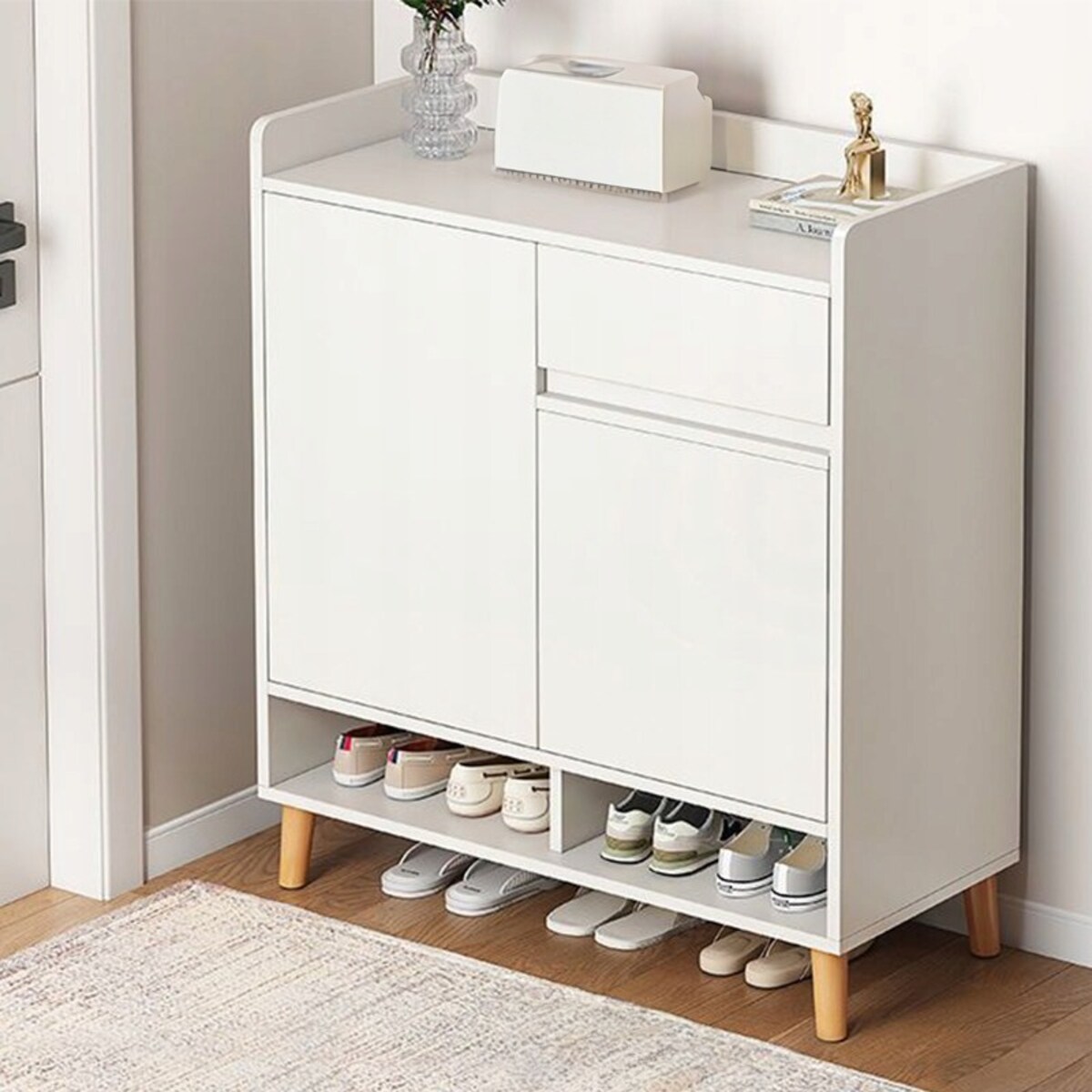 Nowoczesna komoda szafka biała pojemna miejsce na buty 60 cm z szufladą