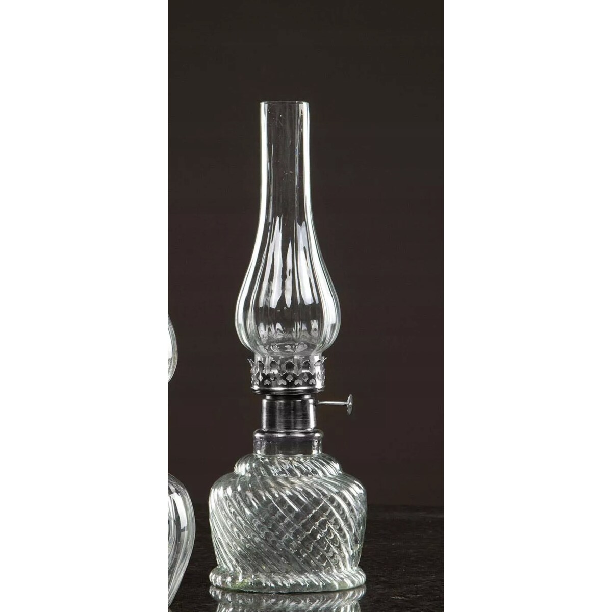 ŚWIECZNIK TEALIGHT SKANDYNAWSKI lampa naftowa szklany przezroczysty 34cm