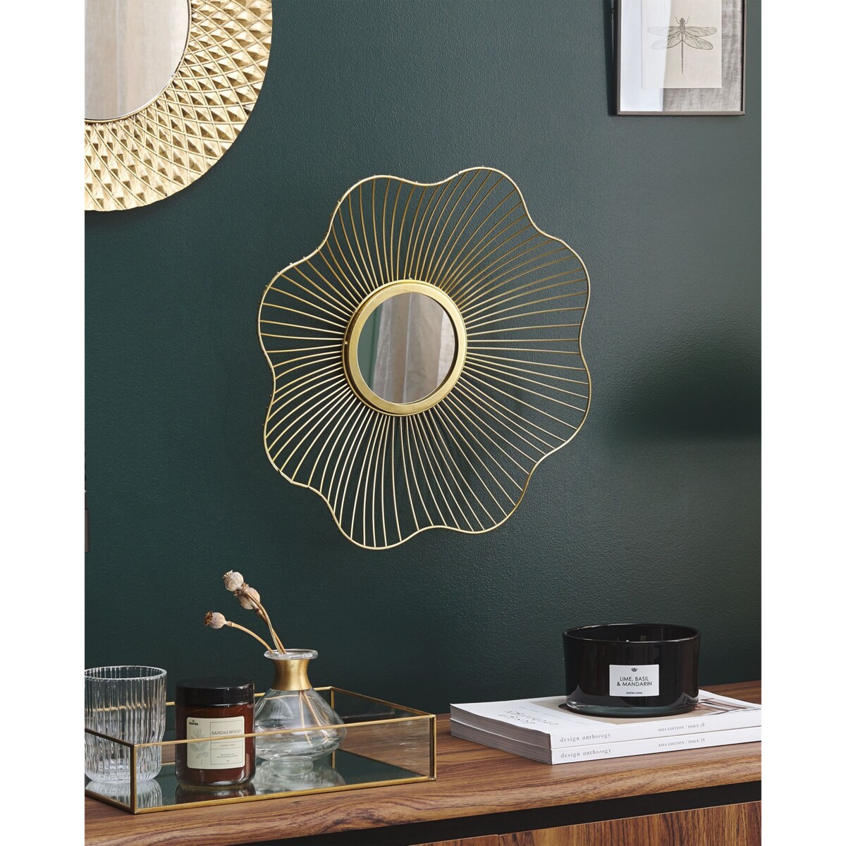 Lustro ścienne SENS 40 cm 40 cm Metal Złoty