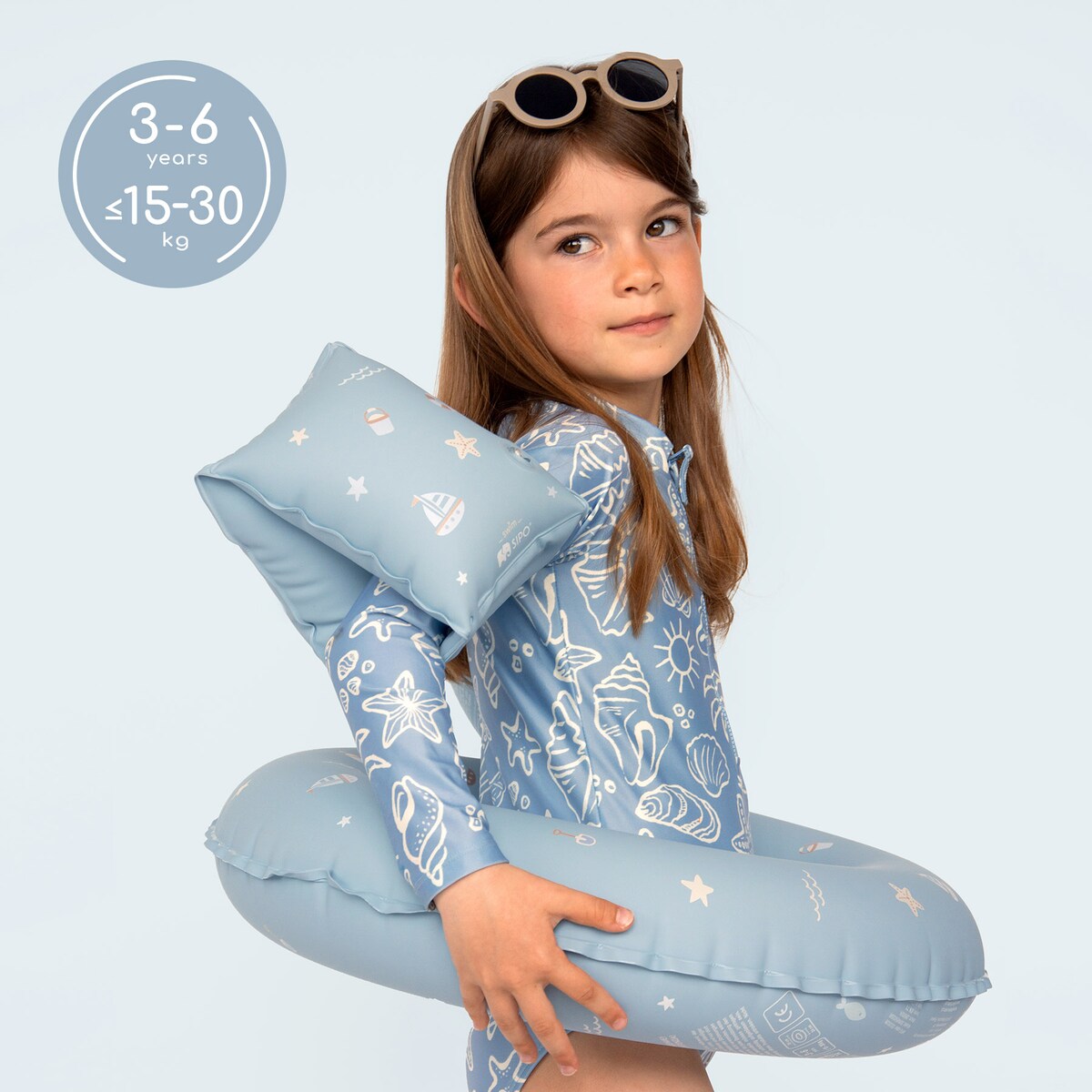 Sipo, Dmuchane Rękawki Do Pływania Dla Dzieci, Do Nauki Pływania, 3-6 Lat, 15-30 Kg, Niebieskie