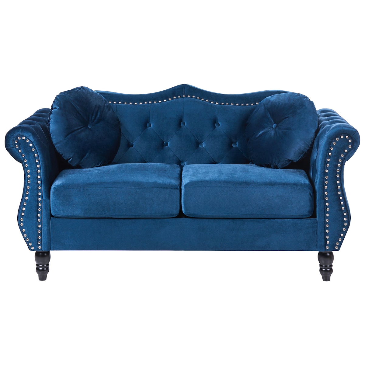 Sofa dla 2 osób SKIEN Welur Granatowy