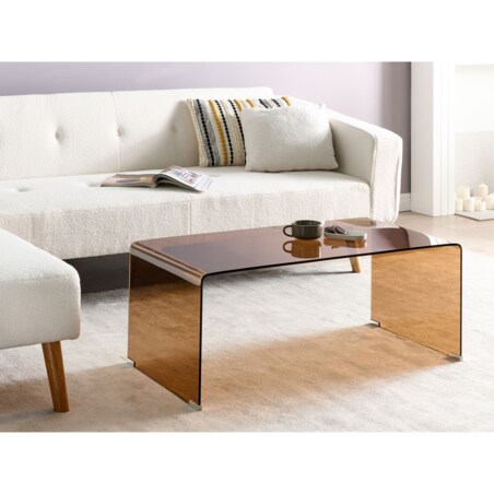 Stolik kawowy KENDALL Szkło hartowane Brązowy