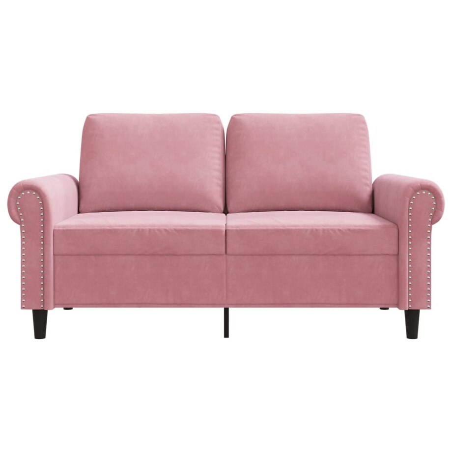 vidaXL Sofa 2-osobowa, różowy, 120 cm, tapicerowana aksamitem