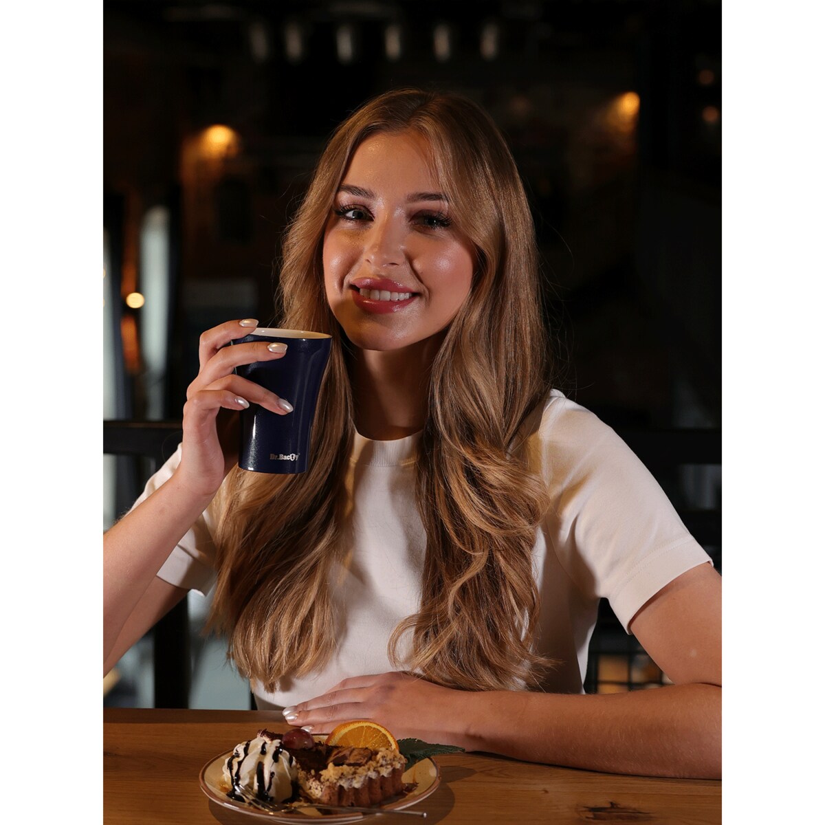 Kubek termiczny do kawy z powłoką ceramiczną Dr.Bacty Apollo - 227 ml - niebieski