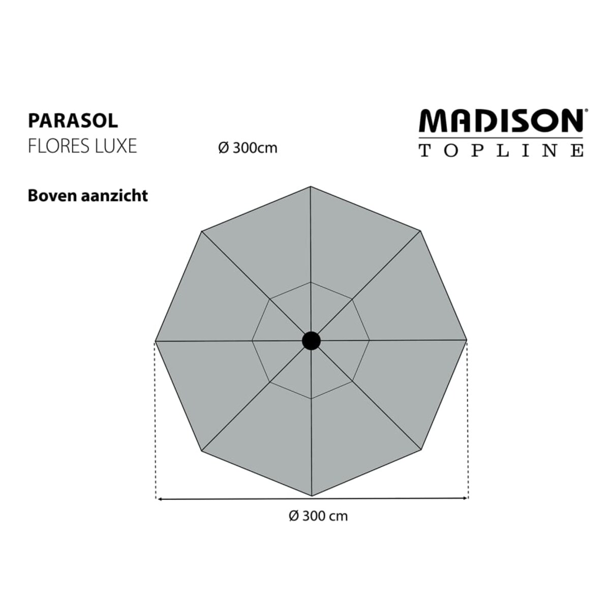 Madison Parasol ogrodowy Flores Luxe 300 cm, okrągły, ceglana czerwień