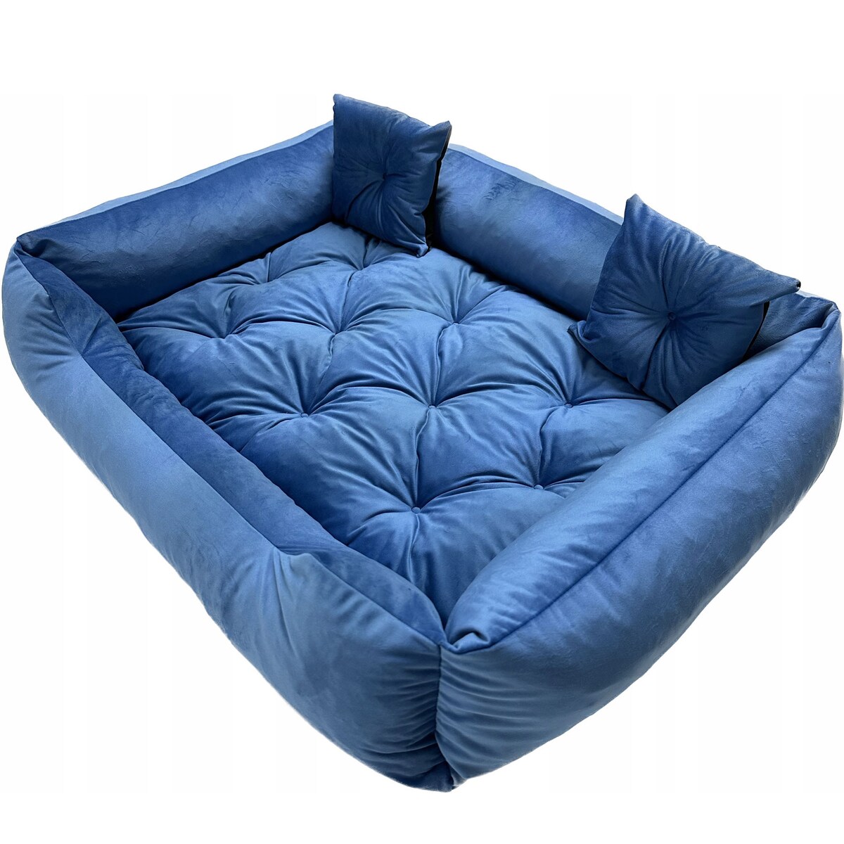 Legowisko Dla Psa Kanapa Posłanie Welurowe 135X100 Cm Pikowane Prestiżowe Niebieskie