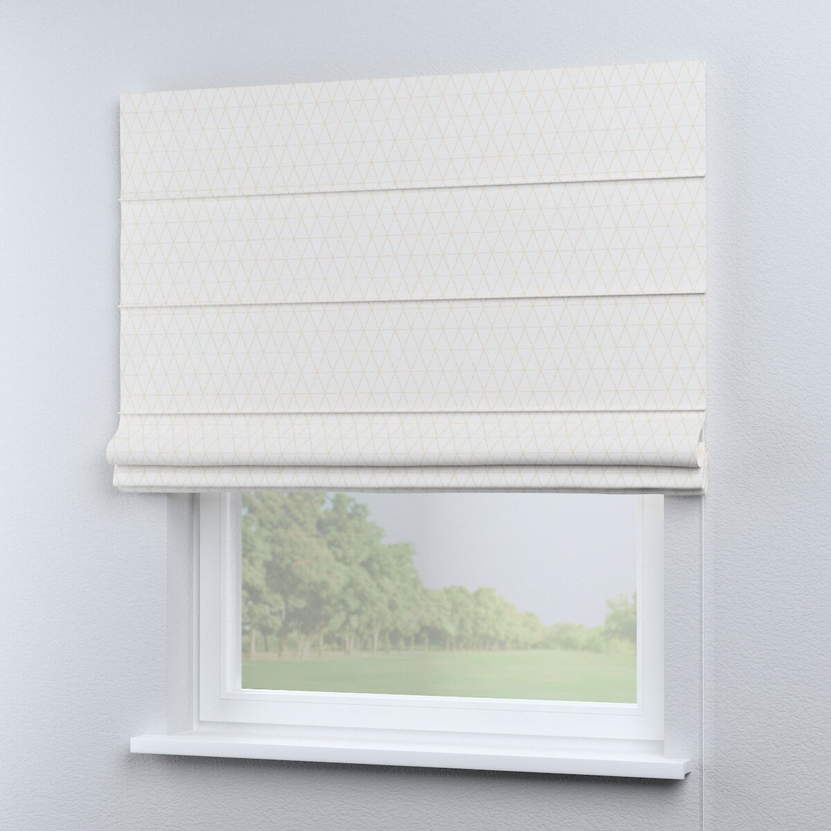 Roleta rzymska Capri, beżowe trójkąty na kremowo-białym tle, Sunny