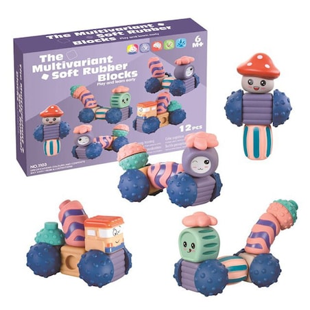 Robociki z Księżyca - miękkie klocki sensoryczne 12 elementów