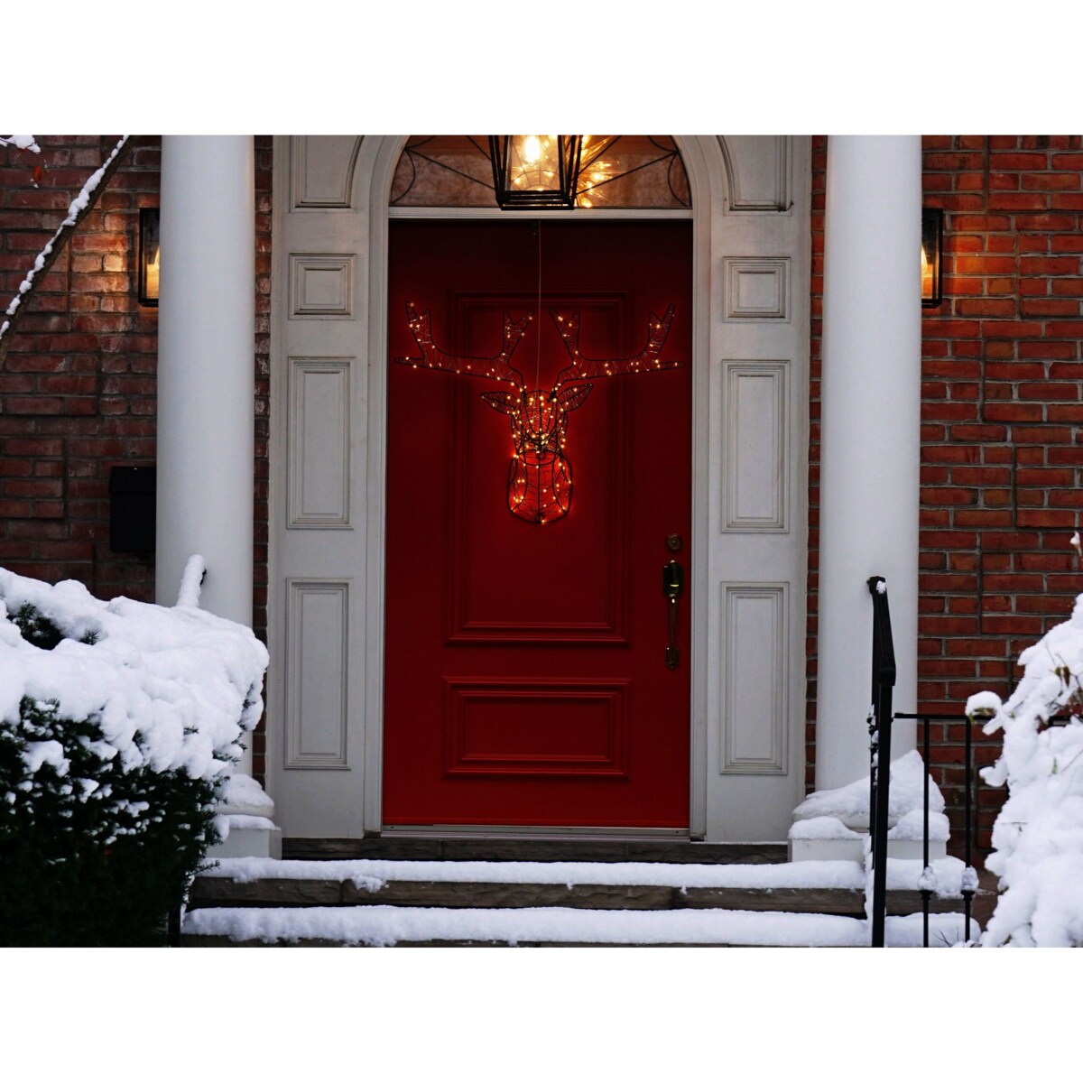 Dekoracja ogrodowa wisząca LED głowa renifera 47 cm czarna NELLIM