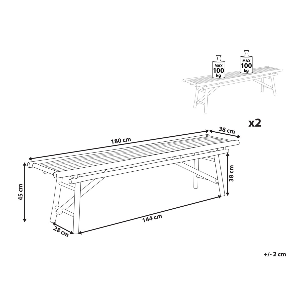 Ławka ogrodowa Drewno 180 cm Jasne drewno TINDARI