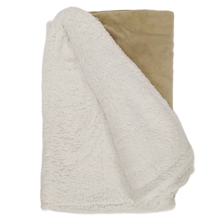 Koc dwustronny poliestrowy 130x170 cm Beige e Bianco