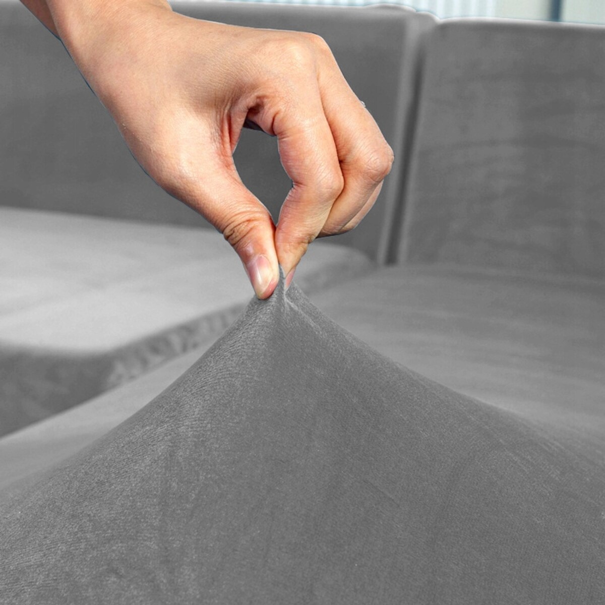 POKROWIEC NA KANAPĘ JASNY SZARY WELUR 2 OSOBOWY [22W2]