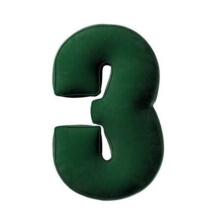 Poduszka Cyferka 3, butelkowa zieleń, 25 x 40 cm, Posh Velvet