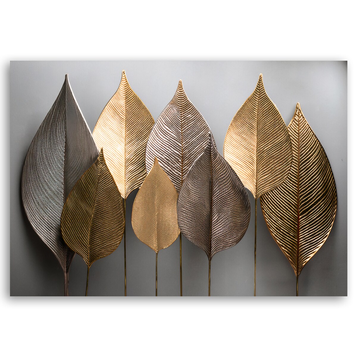 Obrazy do salonu loft hotelu Minimalistyczne Złote Liście Abstrakcja 100x70