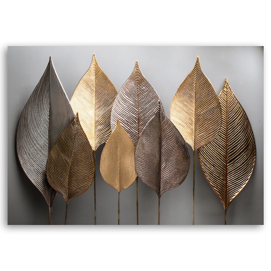 Obrazy do salonu loft hotelu Minimalistyczne Złote Liście Abstrakcja 100x70