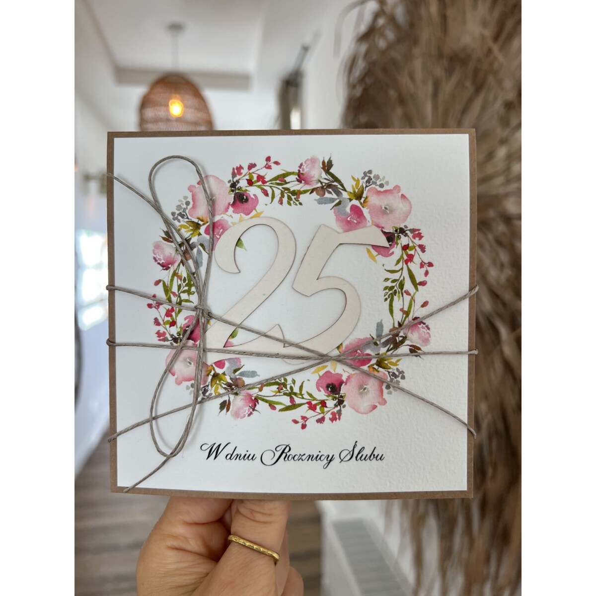 Ręcznie robiona kartka życzenia z okazji 25. rocznicy ślubu - rocznica ślubu - prezent na rocznicę ślubu