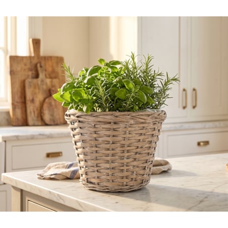OSŁONKA WIKLINOWA KOSZ WIKLINOWY 25cm DONICZKA DONICA SZARA DUŻA BOHO