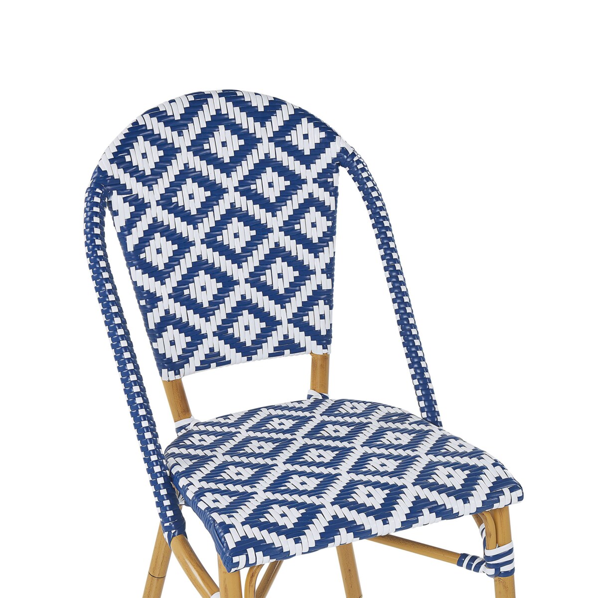 Zestaw 4 krzeseł ogrodowych z technorattanu wzór niebiesko-biały RIFREDDO