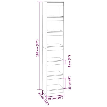 vidaXL Regał na książki/przegroda, szary dąb sonoma, 40x30x198 cm