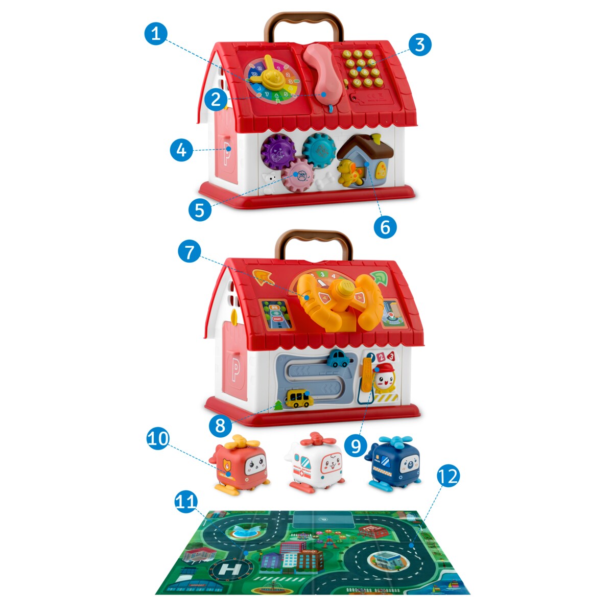 Domek edukacyjny interaktywny mata składana dźwięki Ricokids