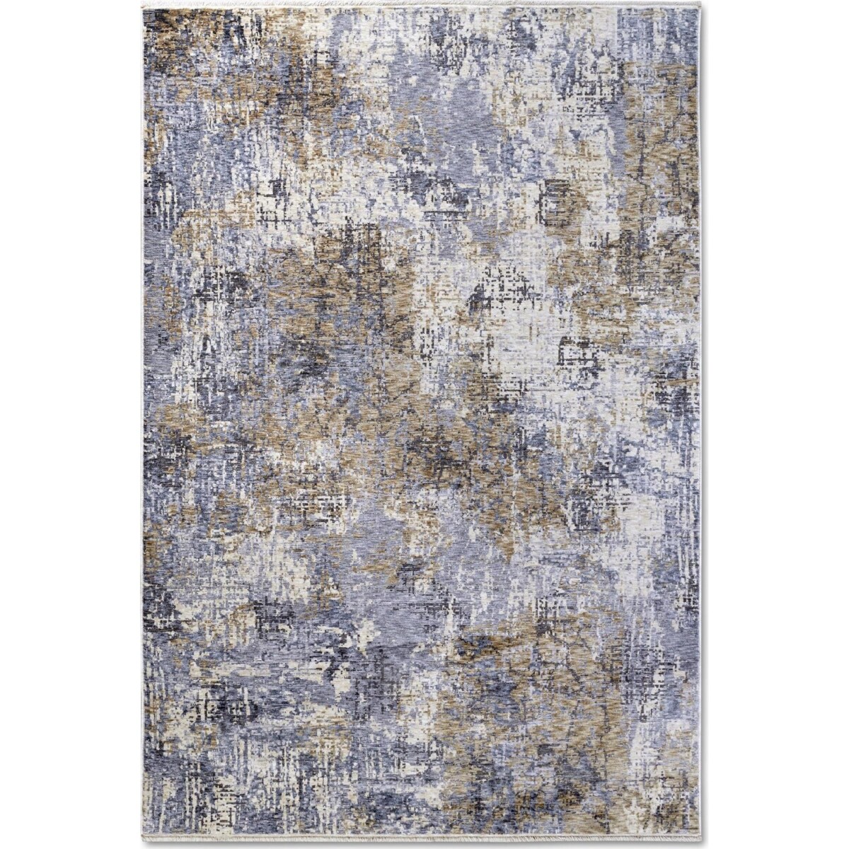 Dywan do salonu 120x170cm,beton marmur brązowo kremowy z frędzlami