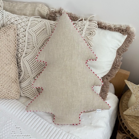 Poduszka Choinka len z wstawką dwukolorową