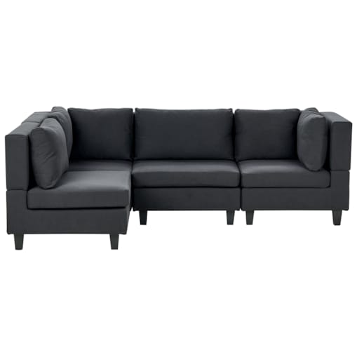 Tapicerowany prawostronny narożnik modułowy 4-osobowy czarny UNSTAD