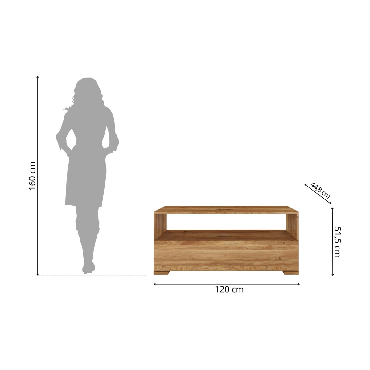 Drewniana szafka Rtv dębowa Visby Sandema / Lakier naturalny