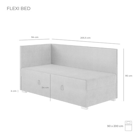 Mesonica Łóżko Flexi, różowe, 90x200, Lewostronne