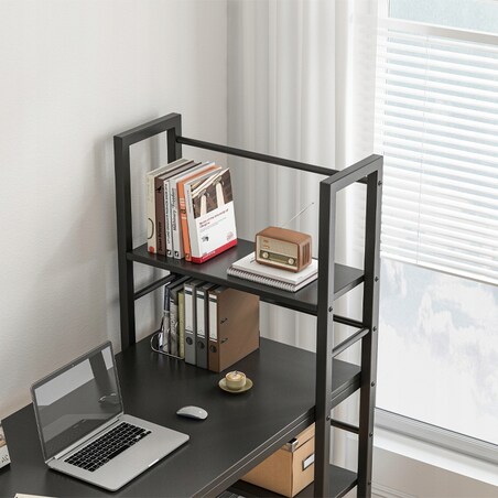 Biurko komputerowe stolik loft czarne industrialne z regałem 120 cm