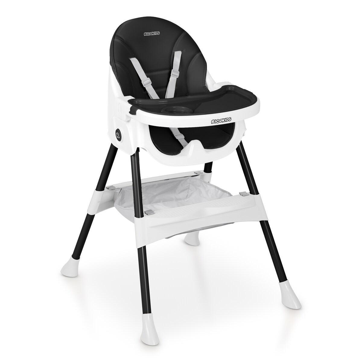Krzesełko do karmienia dla dzieci Ricokids Mani czarne 3w1 regulowane fotelik tacka