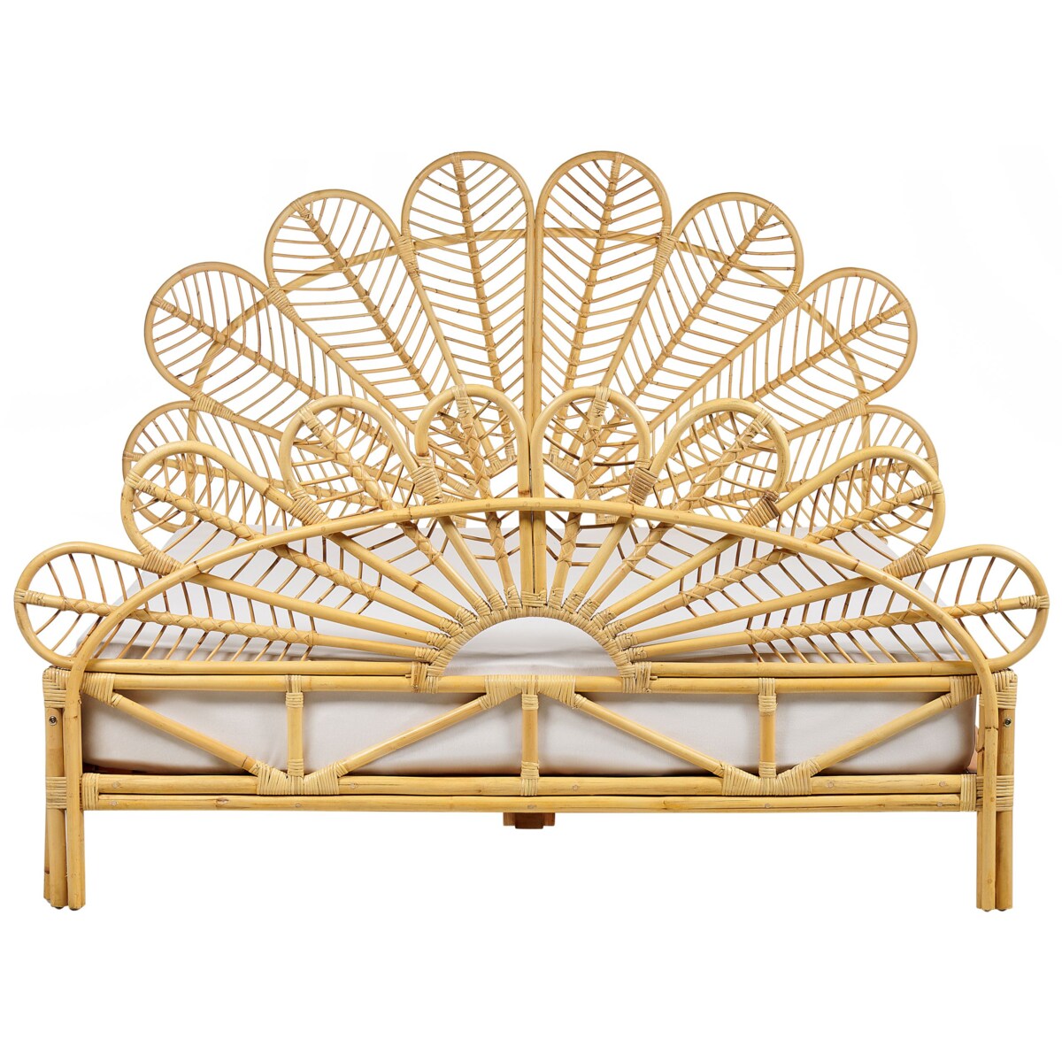 Łóżko Rattan FLORENTINE 160 x 200 cm Jasnobrązowy