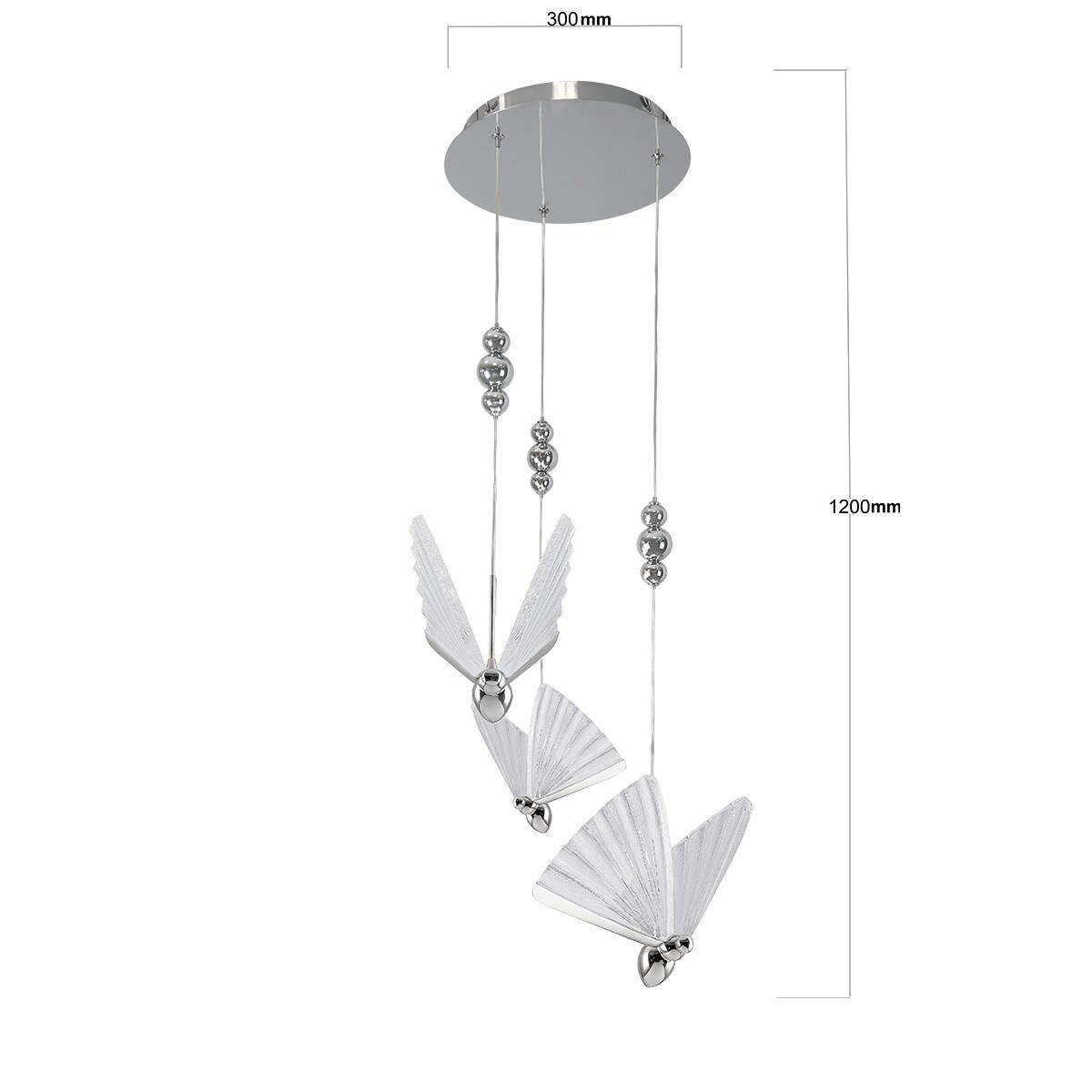 Lampa sufitowa wisząca Light Prestige Mariposa chrom LED CCT 3000, 4000, 6000 (regulowana) 1 szt.