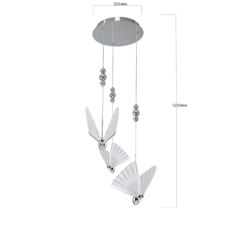 Lampa sufitowa wisząca Light Prestige Mariposa chrom LED CCT 3000, 4000, 6000 (regulowana) 1 szt.